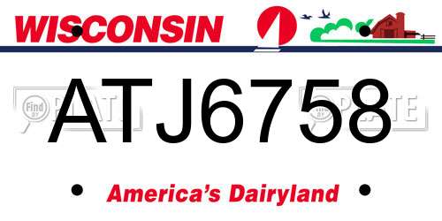 ATJ6758 Wisconsin License Plate