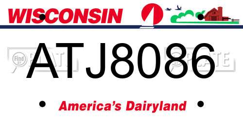 ATJ8086 Wisconsin License Plate