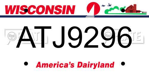ATJ9296 Wisconsin License Plate