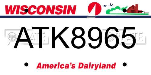 ATK8965 Wisconsin License Plate