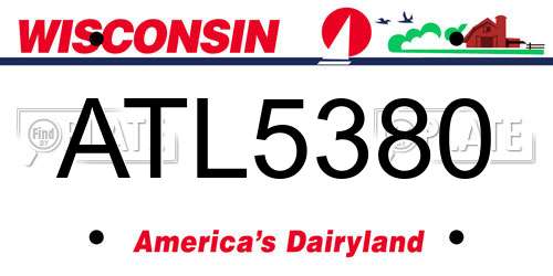ATL5380 Wisconsin License Plate