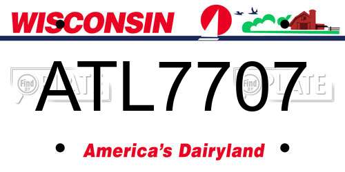 ATL7707 Wisconsin License Plate
