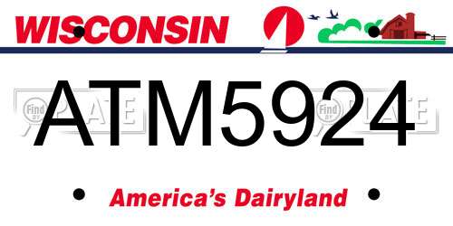 ATM5924 Wisconsin License Plate