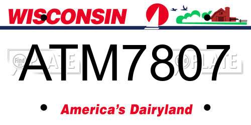 ATM7807 Wisconsin License Plate