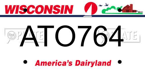 ATO764 Wisconsin License Plate