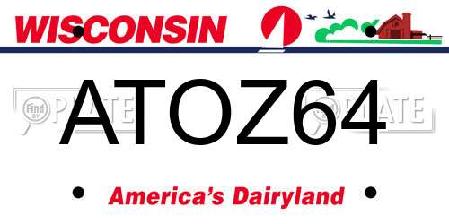ATOZ64 Wisconsin License Plate