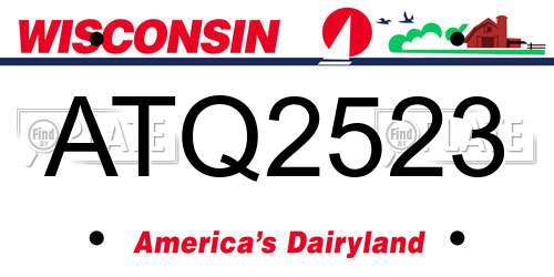 ATQ2523 Wisconsin License Plate
