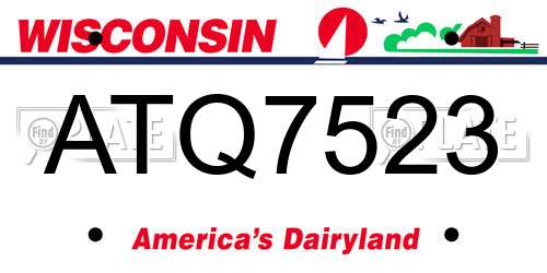 ATQ7523 Wisconsin License Plate