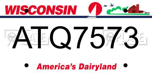 ATQ7573 Wisconsin License Plate