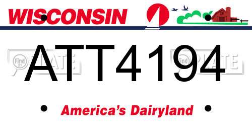 ATT4194 Wisconsin License Plate