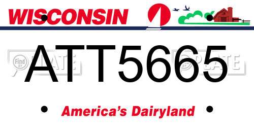 ATT5665 Wisconsin License Plate