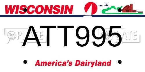 ATT995 Wisconsin License Plate
