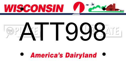 ATT998 Wisconsin License Plate