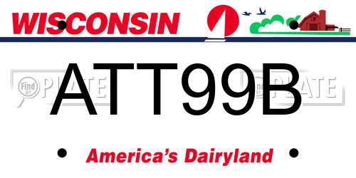 ATT99B Wisconsin License Plate