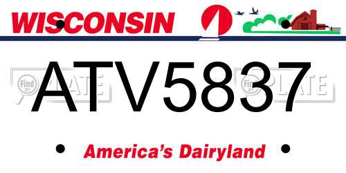 ATV5837 Wisconsin License Plate