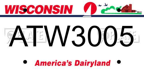 ATW3005 Wisconsin License Plate