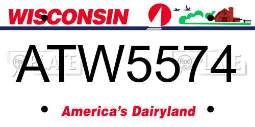 ATW5574 Wisconsin License Plate