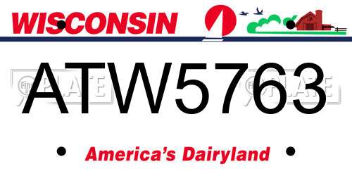 ATW5763 Wisconsin License Plate