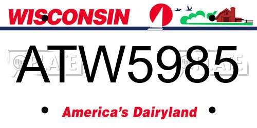 ATW5985 Wisconsin License Plate
