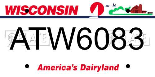 ATW6083 Wisconsin License Plate