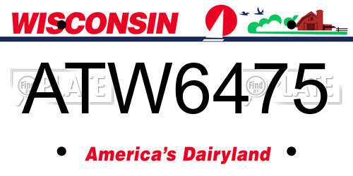 ATW6475 Wisconsin License Plate