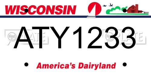 ATY1233 Wisconsin License Plate