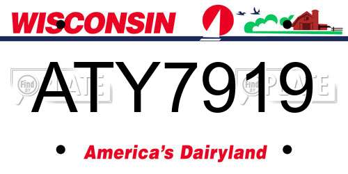 ATY7919 Wisconsin License Plate