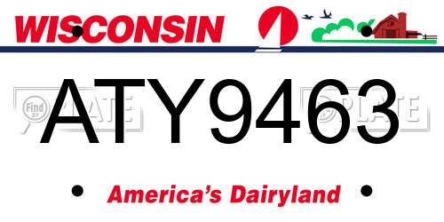 ATY9463 Wisconsin License Plate