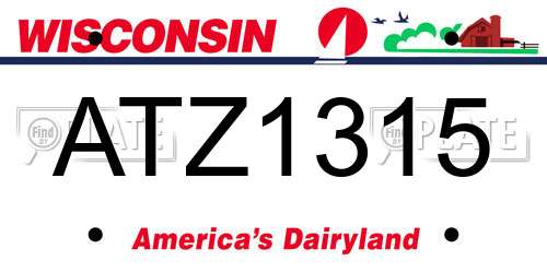 ATZ1315 Wisconsin License Plate