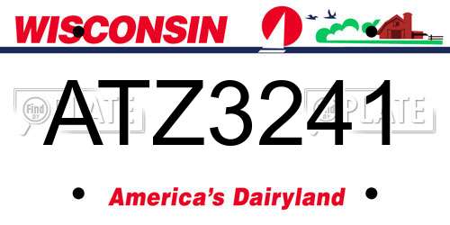ATZ3241 Wisconsin License Plate