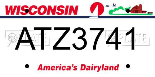 ATZ3741 Wisconsin License Plate
