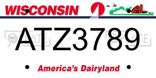 ATZ3789 Wisconsin License Plate
