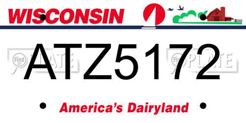 ATZ5172 Wisconsin License Plate