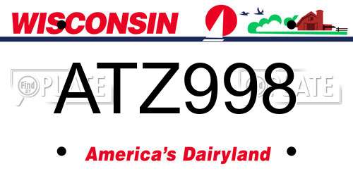 ATZ998 Wisconsin License Plate