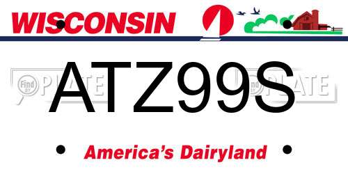 ATZ99S Wisconsin License Plate