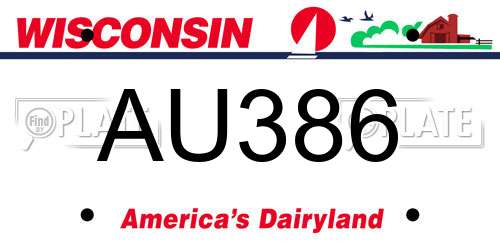 AU386 Wisconsin License Plate