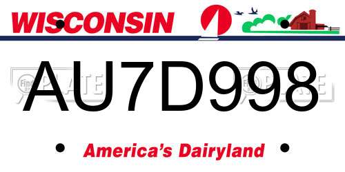 AU7D998 Wisconsin License Plate