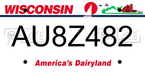 AU8Z482 Wisconsin License Plate