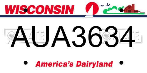AUA3634 Wisconsin License Plate