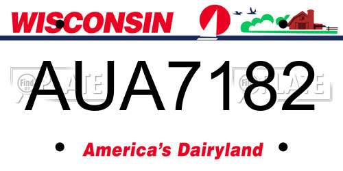 AUA7182 Wisconsin License Plate