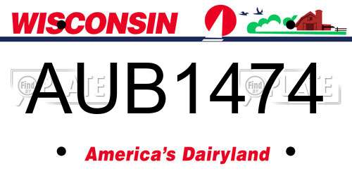 AUB1474 Wisconsin License Plate