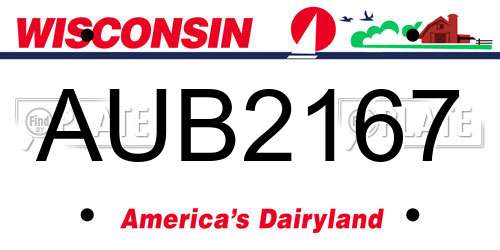 AUB2167 Wisconsin License Plate