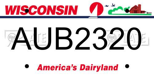 AUB2320 Wisconsin License Plate