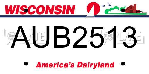 AUB2513 Wisconsin License Plate