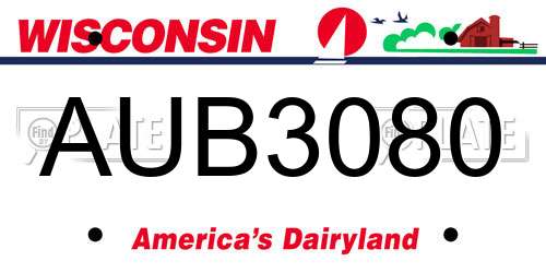 AUB3080 Wisconsin License Plate