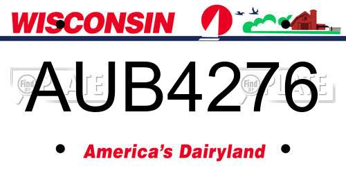 AUB4276 Wisconsin License Plate