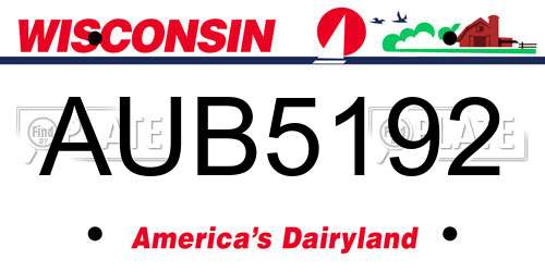 AUB5192 Wisconsin License Plate