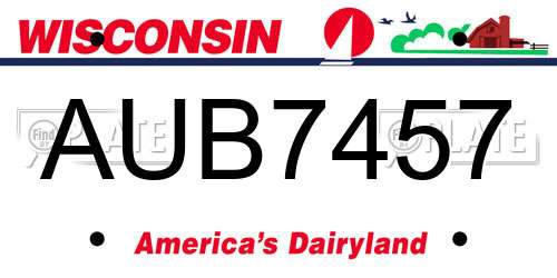 AUB7457 Wisconsin License Plate