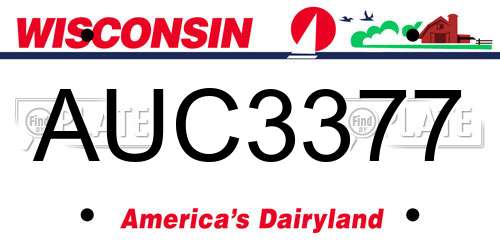 AUC3377 Wisconsin License Plate