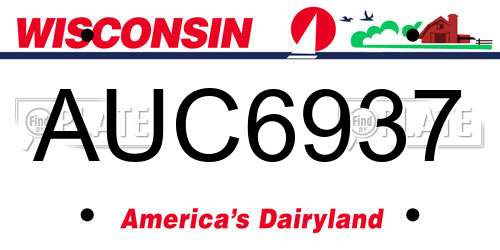 AUC6937 Wisconsin License Plate